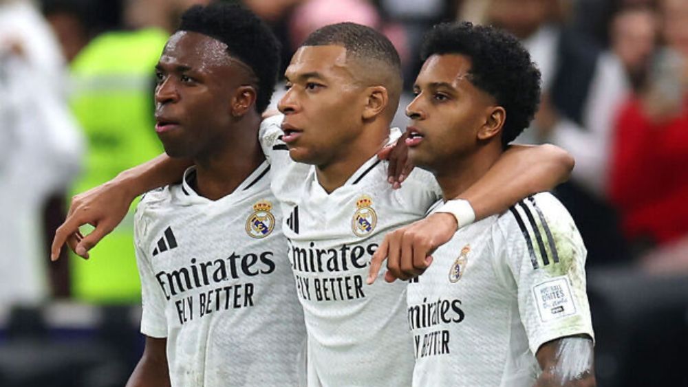 Vinicius Junior, Kylian Mbappé y Rodrygo Goes. Vinicius Junior, Kylian Mbappé y Rodrygo Goes.