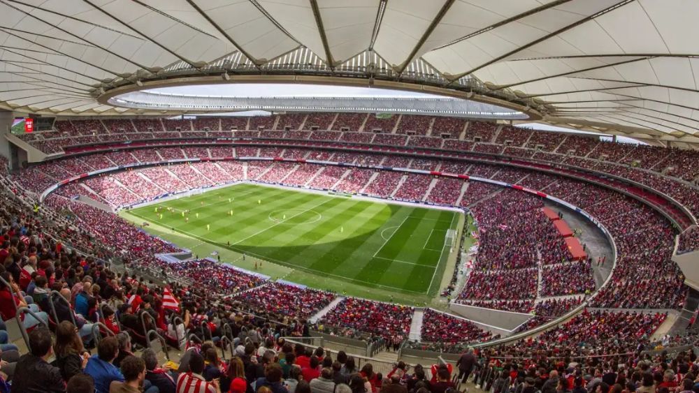El estadio Metropolitano, durante un partido del Atlético de Marid en 2019. El estadio Metropolitano, durante un partido del Atlético de Marid en 2019.