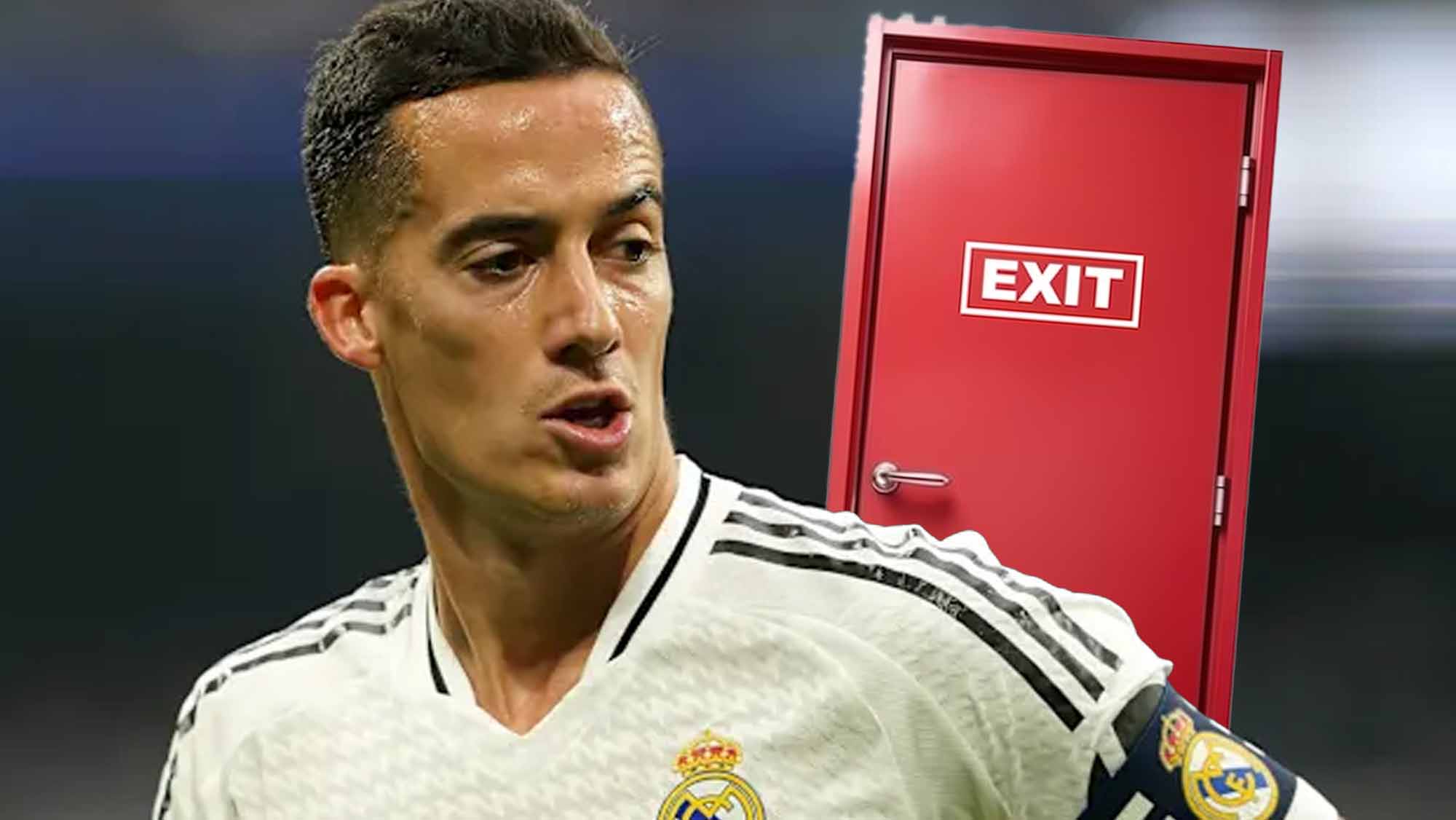 Lucas Vázquez con puerta de salida detrás Lucas Vázquez con puerta de salida detrás