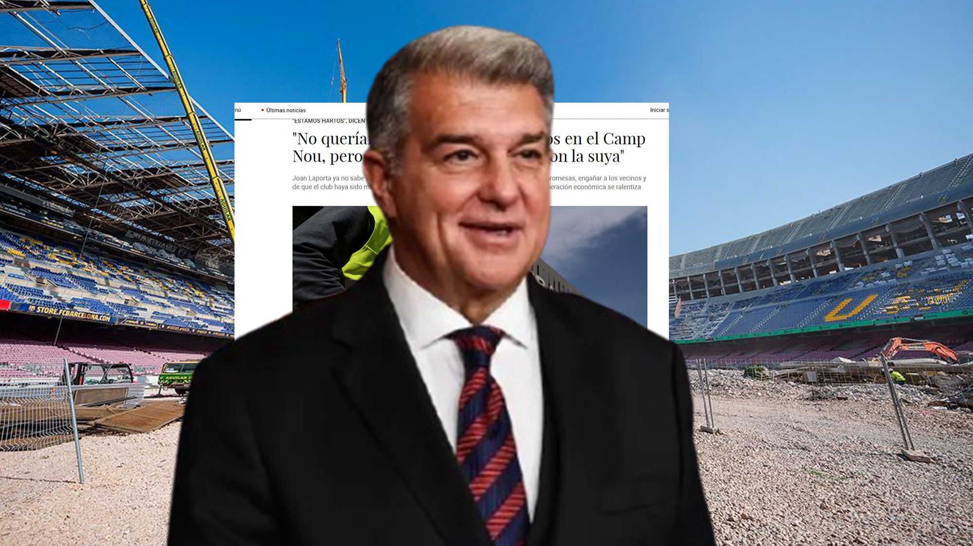 Joan Laporta, la captura de la noticia y las obras del Camp Nou.