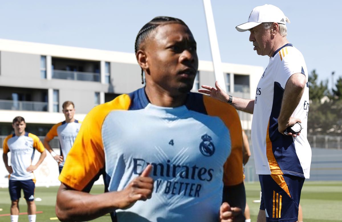David Alaba, Carlo Ancelotti y un entrenamiento del Real Madrid. 