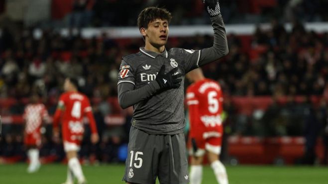 Arda Güler celebrando un gol en el Girona - Real Madrid. Arda Güler celebrando un gol en el Girona - Real Madrid.