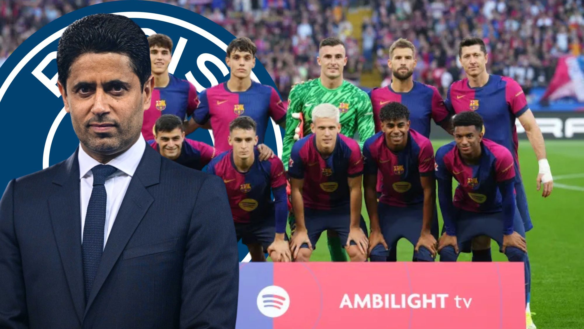Al Khelaifi y el once del Barça