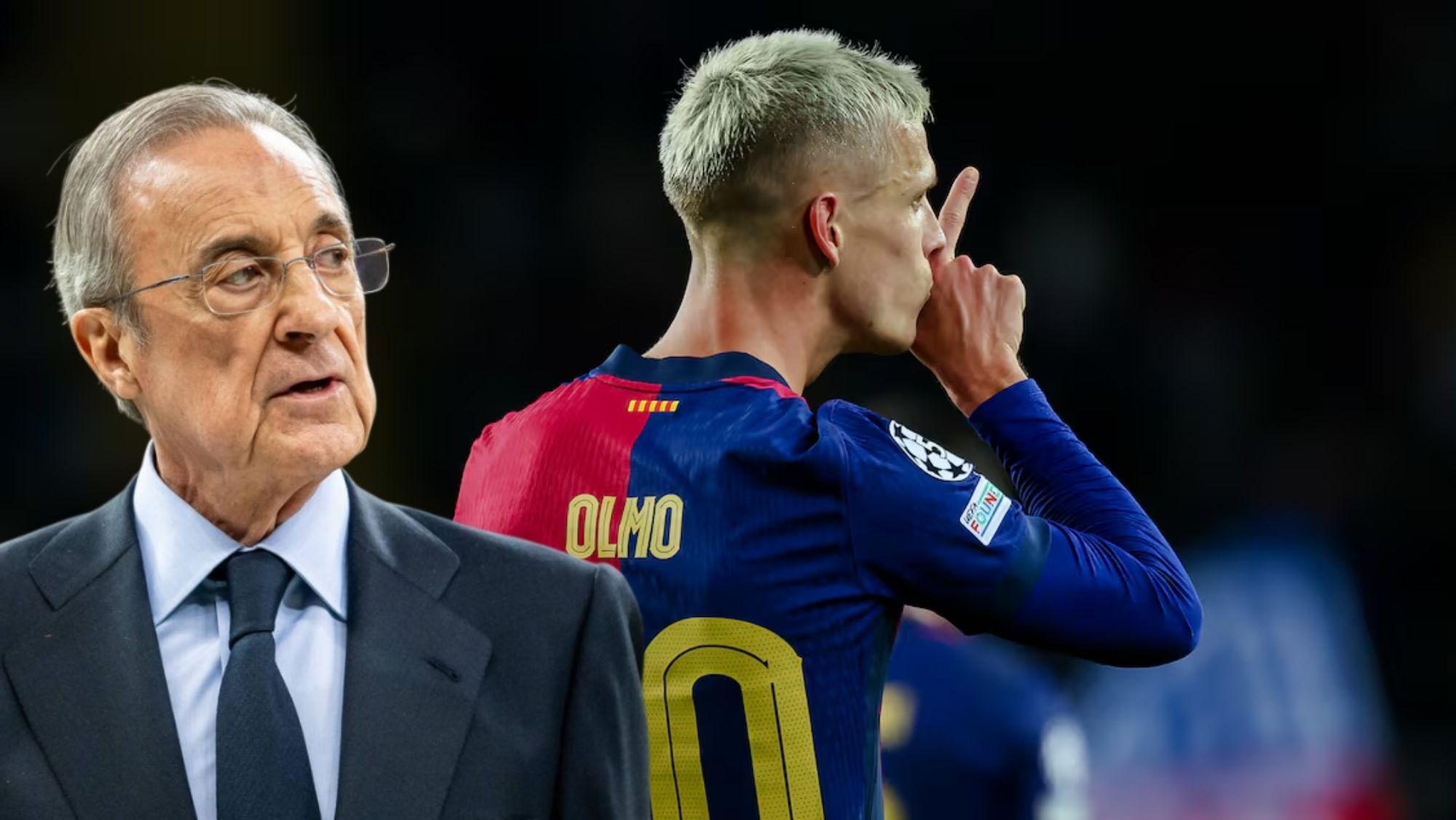 Florentino Pérez observa con incredulidad lo vivido en el Barcelona con el 'caso Olmo'.