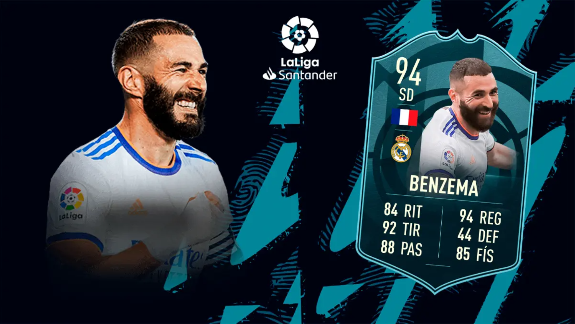 Así luce la nueva carta POTM que protagoniza el mejor delantero del mundo, Karim Benzema