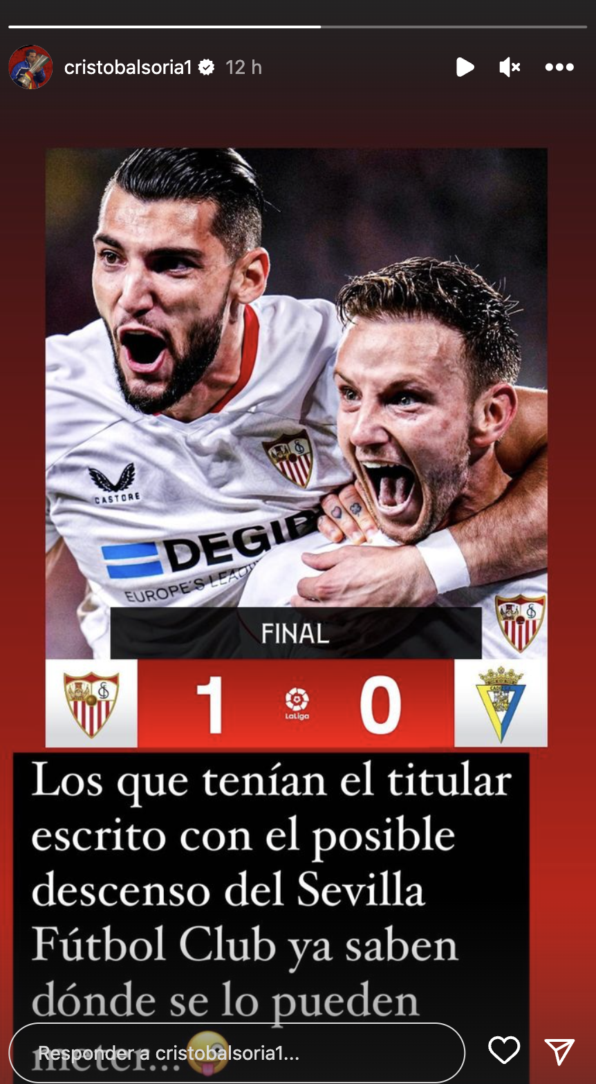 La rajada de Soria tras el partido del Sevilla 