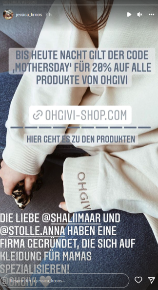 Jessica Kroos en su cuenta de Instagram