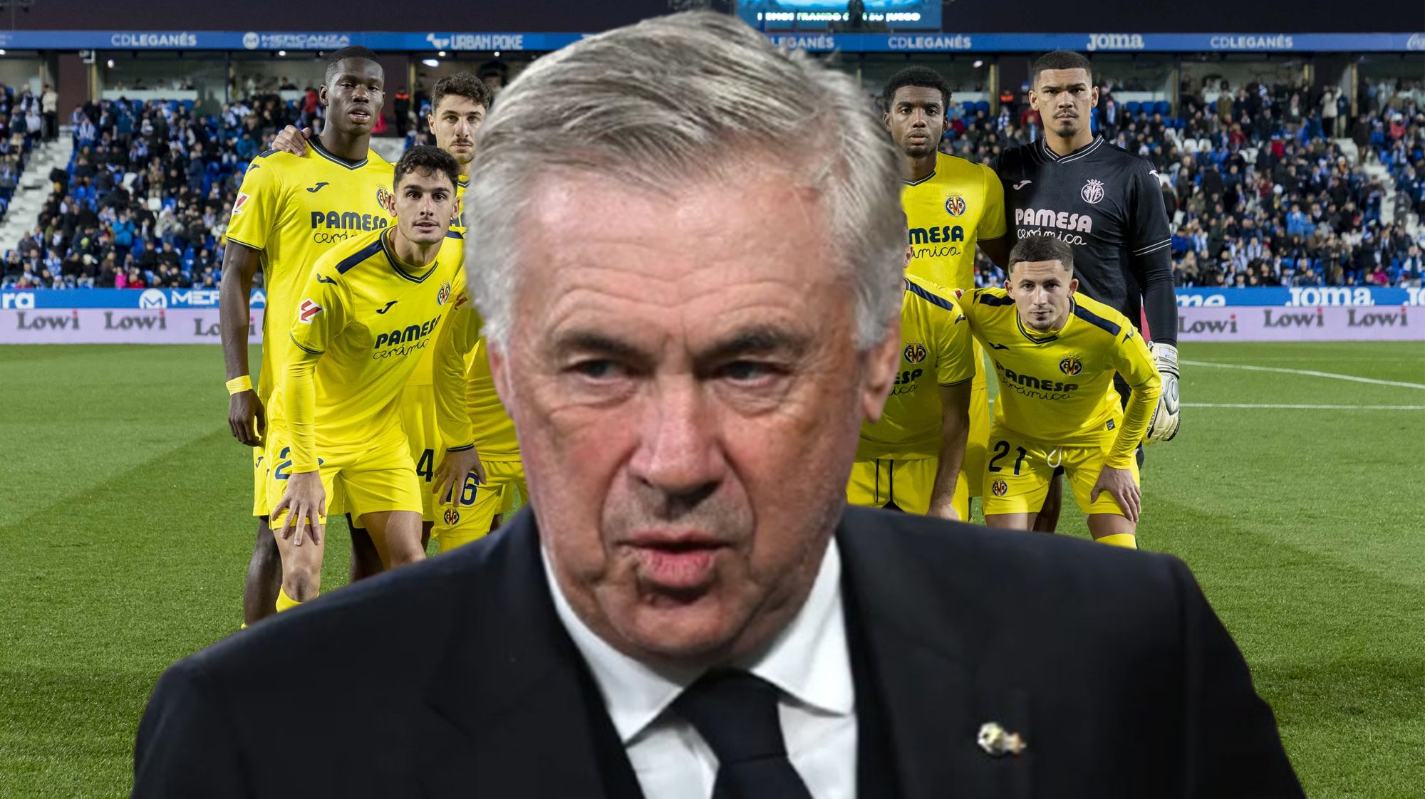 Carlo Ancelotti y jugadores del Villarreal. Carlo Ancelotti y jugadores del Villarreal.