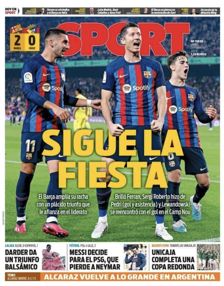 Portada del diario Sport