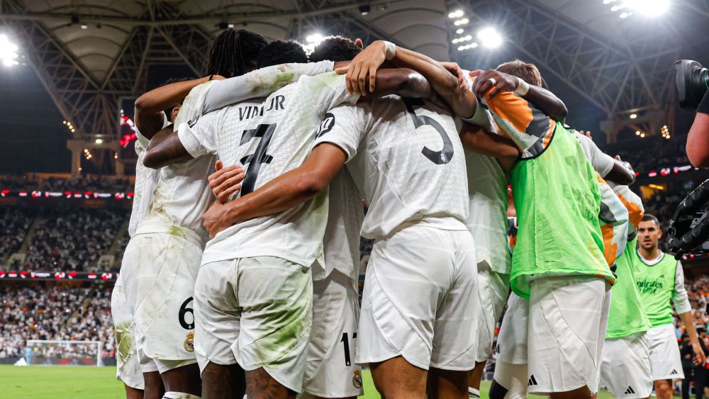Jugadores del Real Madrid celebrando un gol. 