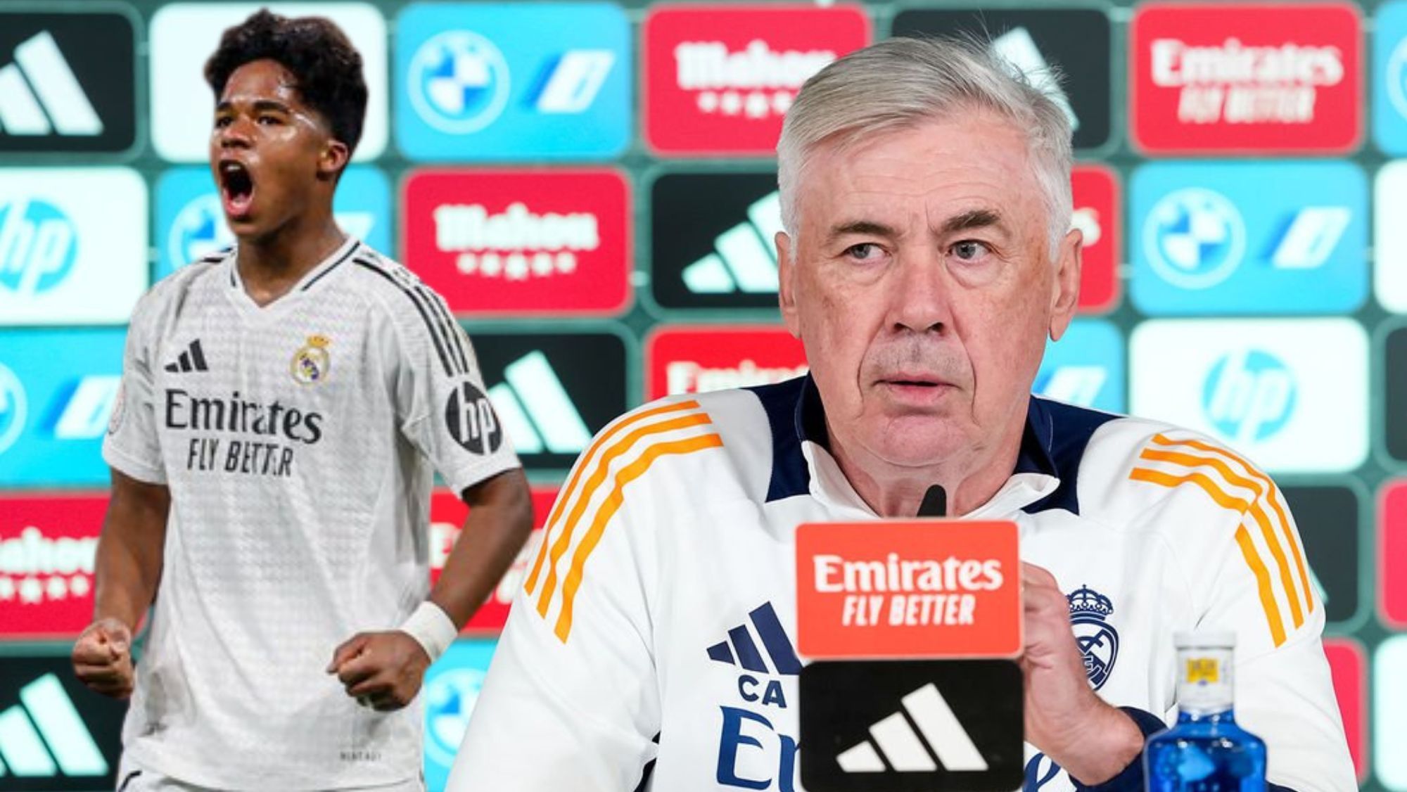 Endrick y Ancelotti en Rueda de Prensa