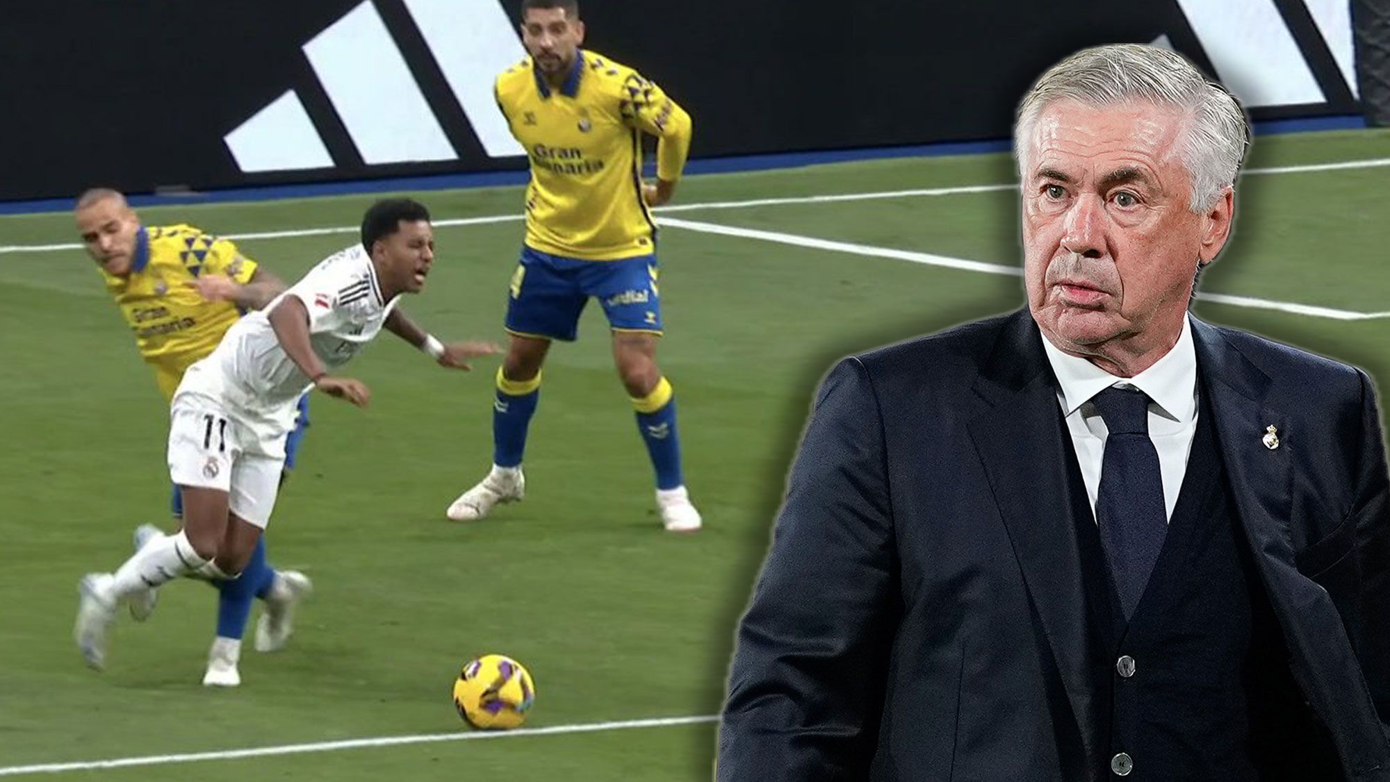 El gesto inmediato de Ancelotti tras el penalti de Sandro a Rodrygo El gesto inmediato de Ancelotti tras el penalti de Sandro a Rodrygo