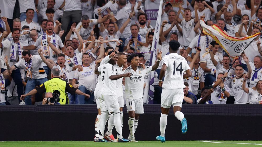 Varios jugadores del Real Madrid, celebrando un gol en un partido de Champions durante esta campaña. Varios jugadores del Real Madrid, celebrando un gol en un partido de Champions durante esta campaña.