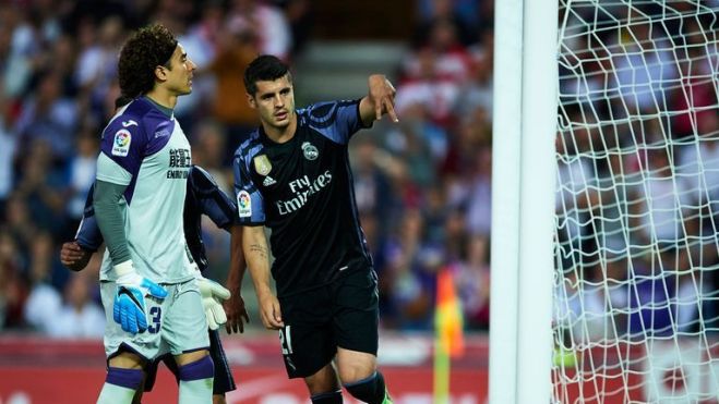 Desde Álvaro Morata en Granada nadie marcaba tres goles fuera de casa con la camiseta del Real Madrid. Desde Álvaro Morata en Granada nadie marcaba tres goles fuera de casa con la camiseta del Real Madrid.
