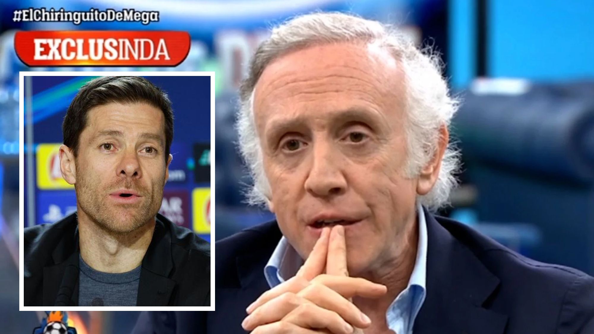 Eduardo Inda en el Chiringuito y Xabi Alonso en recuadro