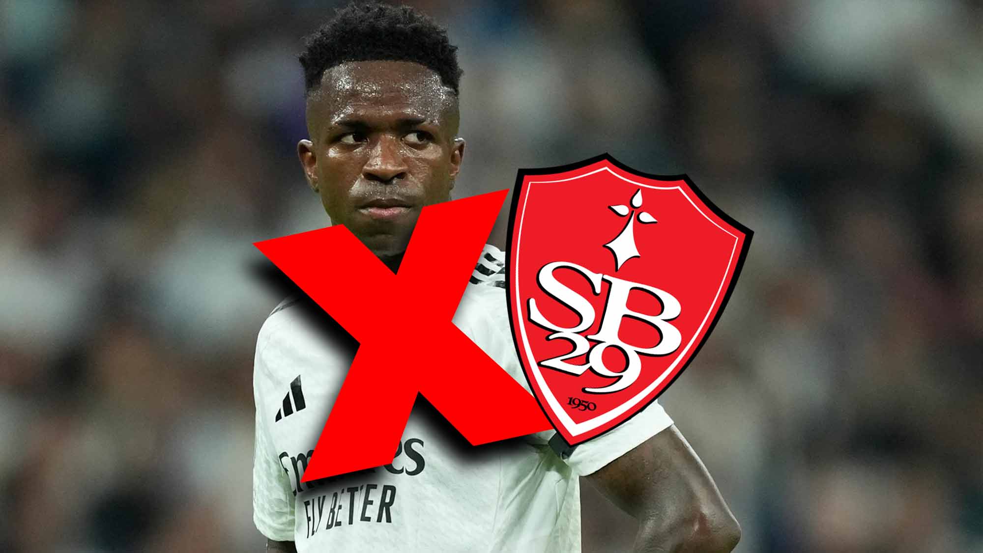 Vinicius tachado con escudo Brest