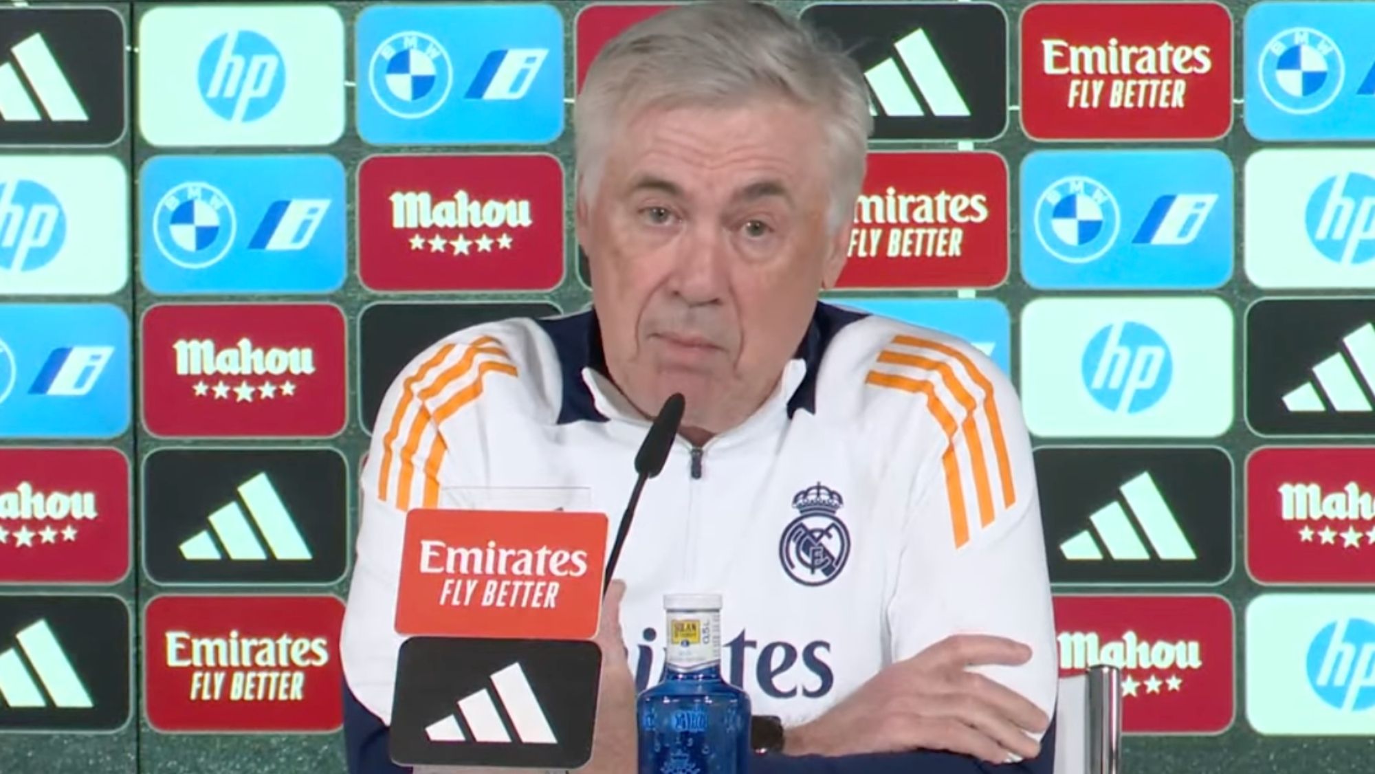 Carlo Ancelotti ha comparecido desde la Ciudad Deportiva de Valdebebas, en la previa de otro partido del Real Madrid, que viaja hasta Barcelona para medirse al Espanyol en Liga este sábado.
