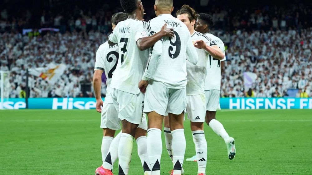 Jugadores del Real Madrid, celebrando un tanto en el último partido de Copa del equipo ante el Celta (5-2). Jugadores del Real Madrid, celebrando un tanto en el último partido de Copa del equipo ante el Celta (5-2).
