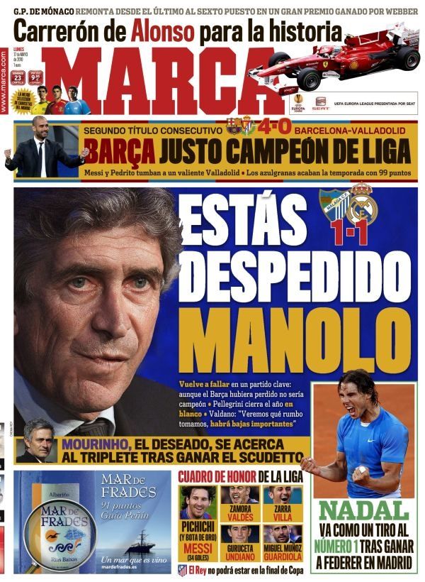 La portada de "Marca" tras el final de la temporada 2009/10