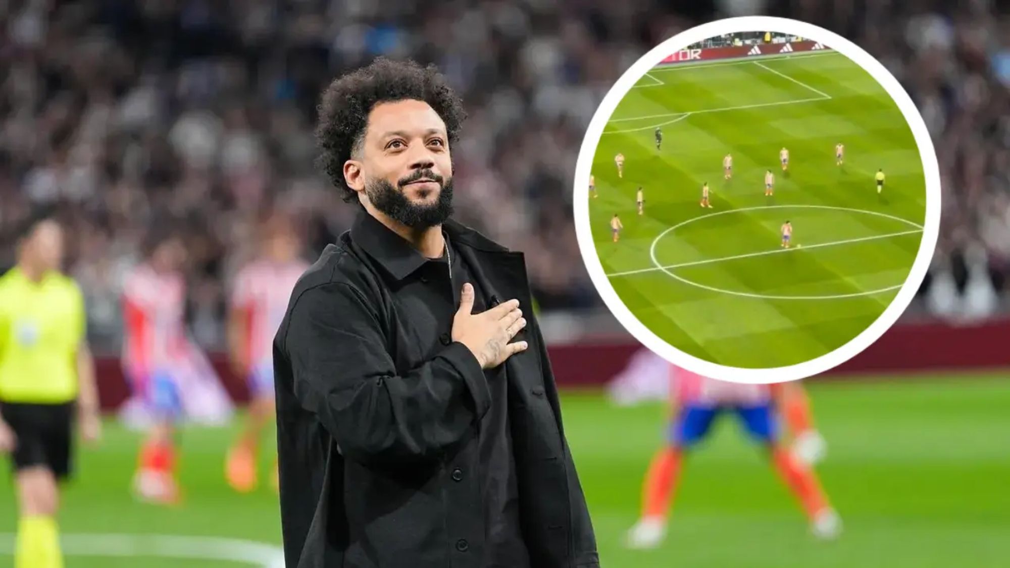 El único jugador del Atlético de Madrid que participó en el homenaje de Marcelo. El único jugador del Atlético de Madrid que participó en el homenaje de Marcelo.