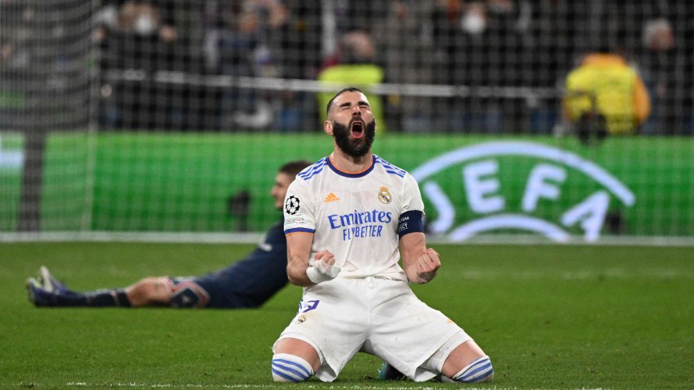 Karim Benzema, celebrando un gol con el Real Madrid en un partido de Champions frente al PSG. Karim Benzema, celebrando un gol con el Real Madrid en un partido de Champions frente al PSG.