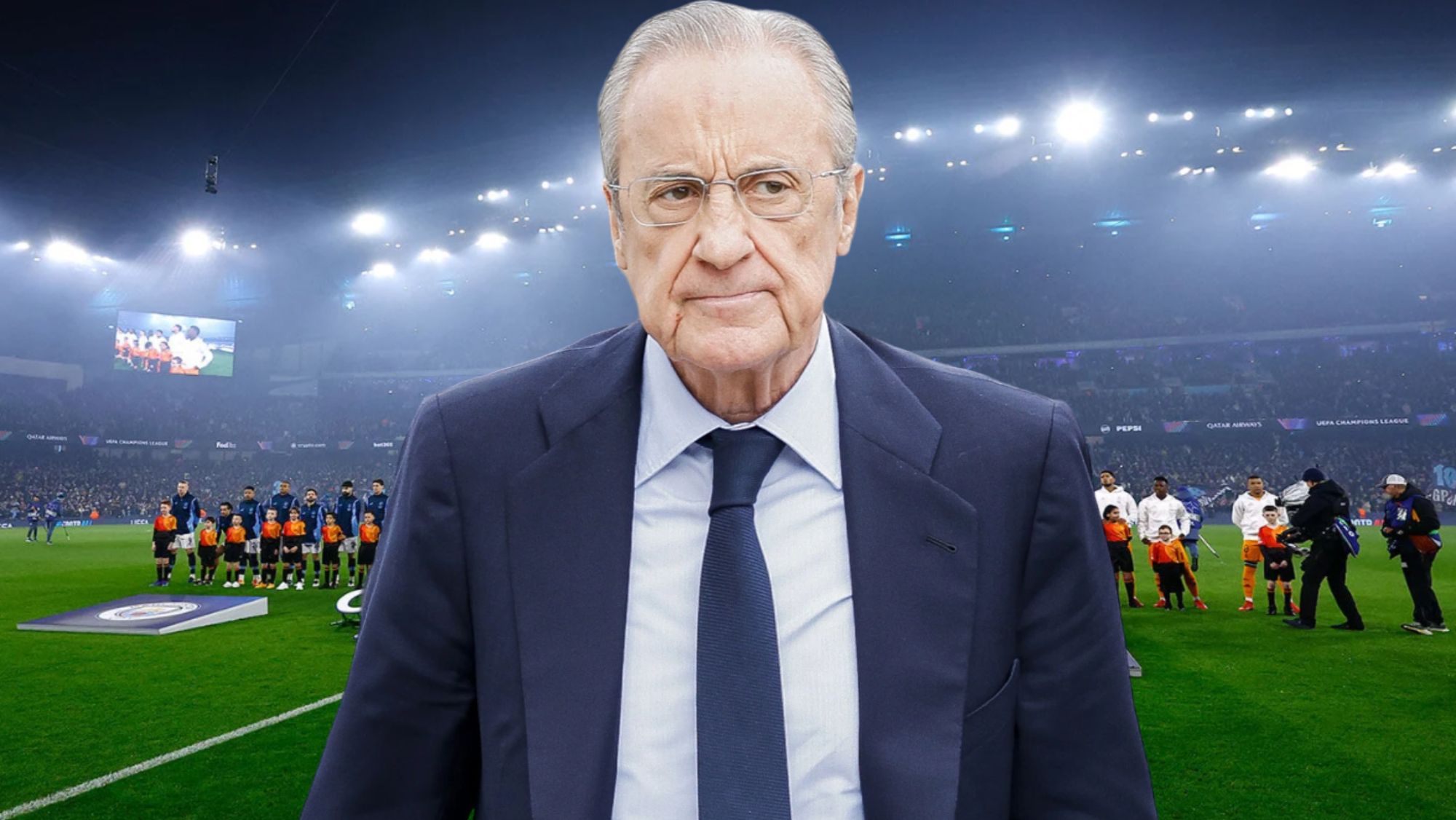Florentino Pérez destacó a este jugador del Manchester City en la ida de los dieciseisavos de final