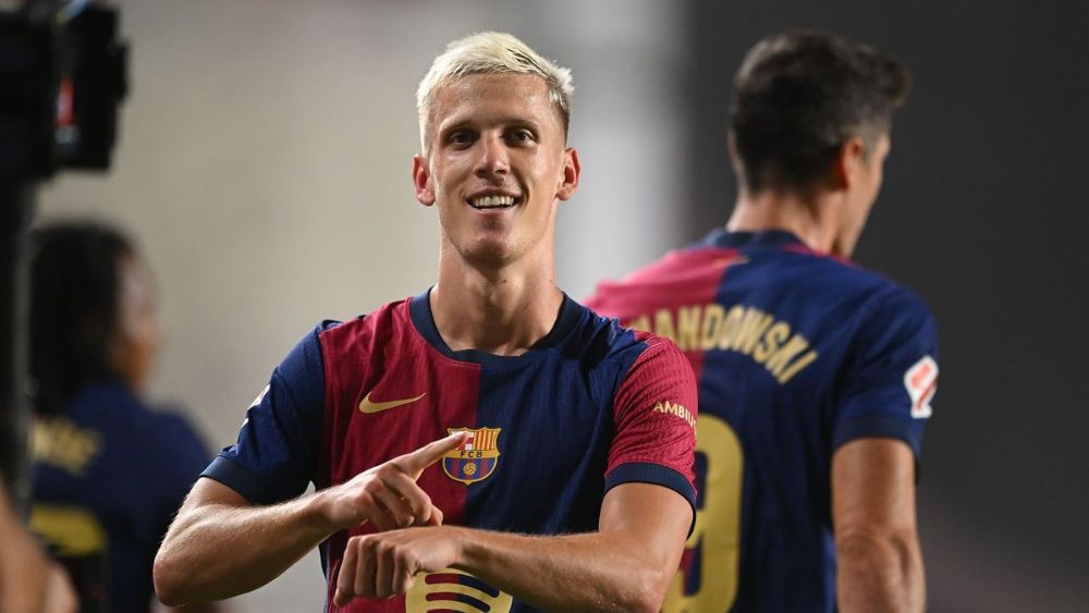Dani Olmo, celebrando un gol con el Barcelona en un partido de esta temporada. Dani Olmo, celebrando un gol con el Barcelona en un partido de esta temporada.