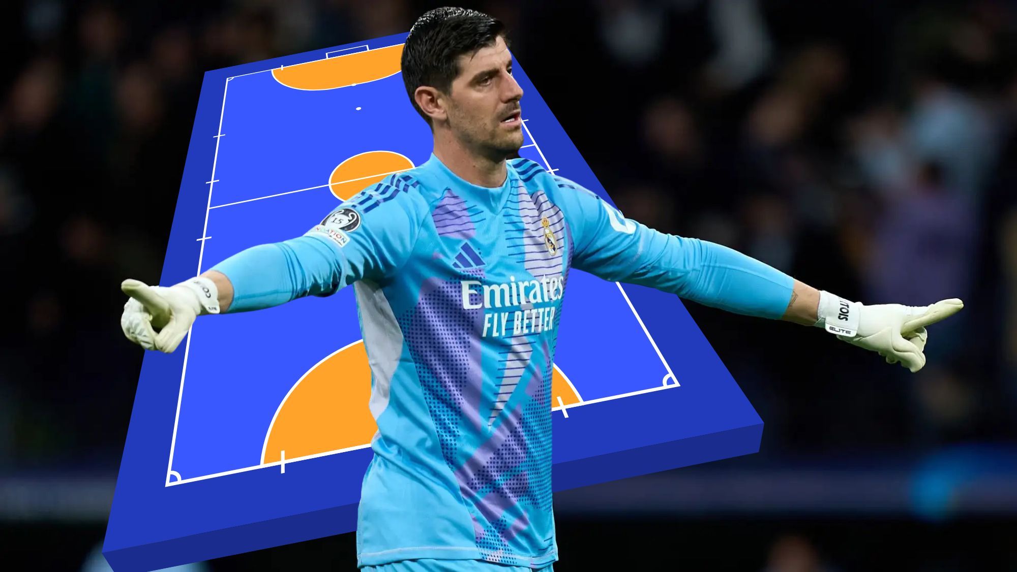 Courtois sobre una pista de fútbol sala