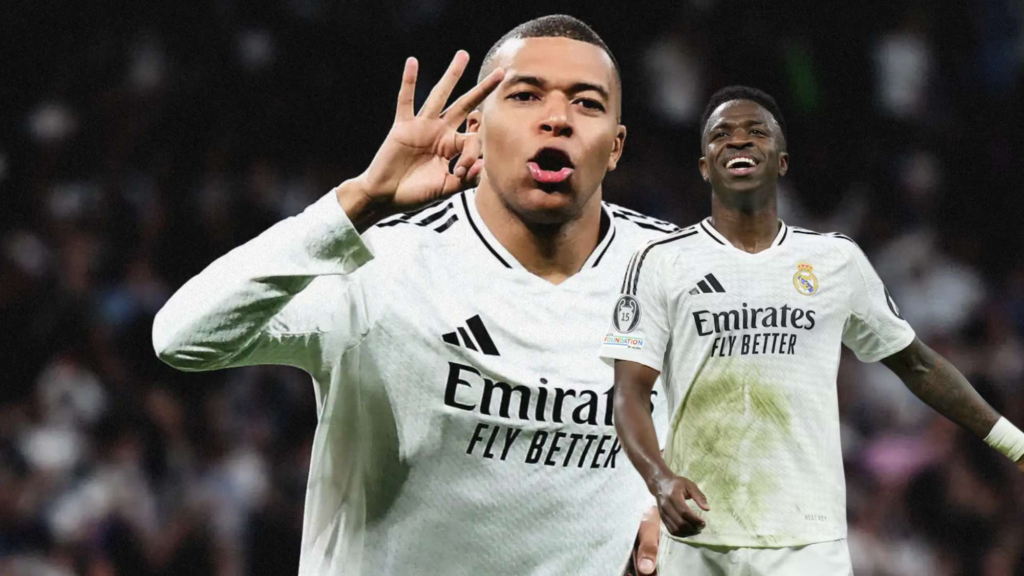 Mbappé se lleva el balón con mensajes de Vinicius y sus compañeros