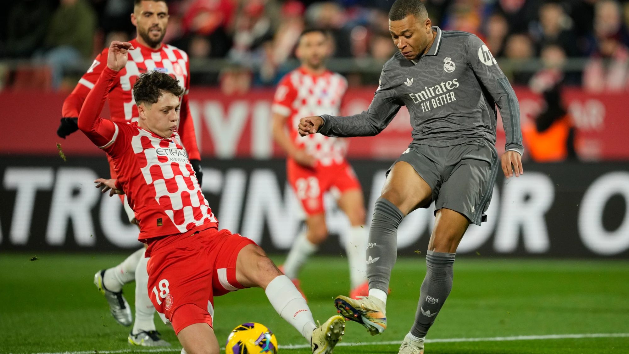 Kylian Mbappé ya marcó al Girona en Montilivi en el partido de la primera vuelta de la Liga ante los catalanes.