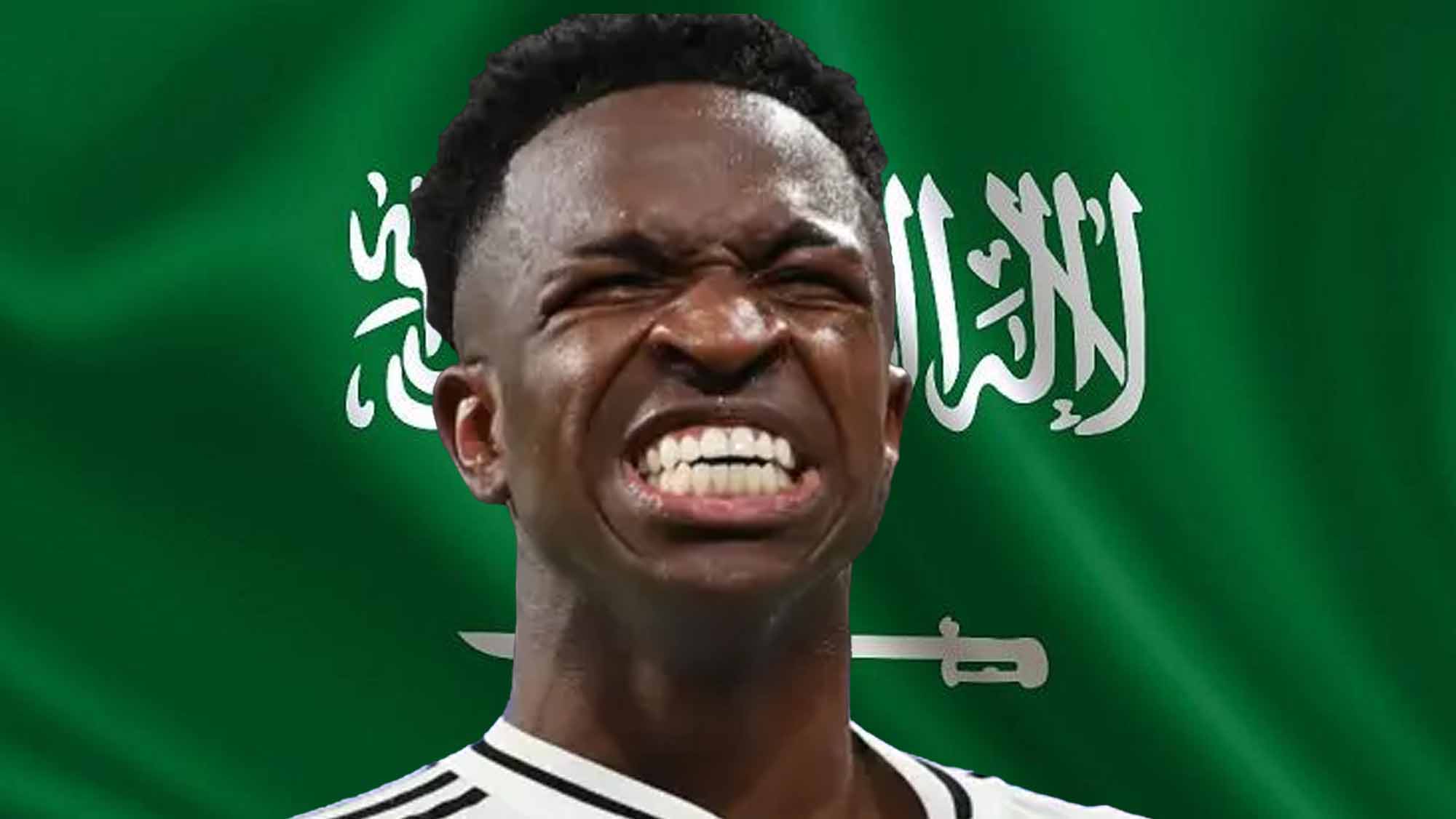 Vinicius con bandera de Arabia
