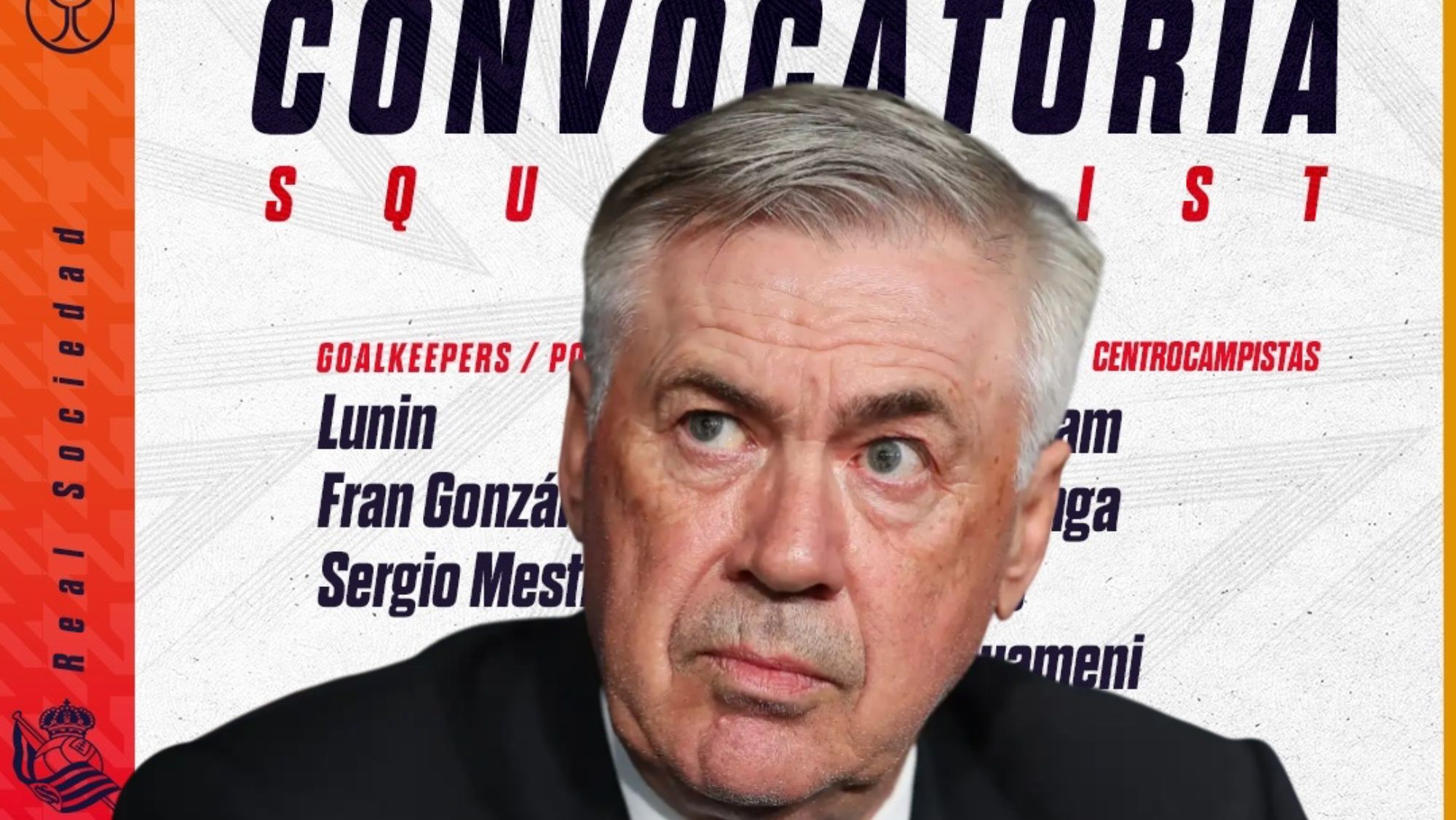 Carlo Ancelotti ha sorprendido con su convocatoria para viajar a San Sebastián y medirse a la Real Sociedad. Carlo Ancelotti ha sorprendido con su convocatoria para viajar a San Sebastián y medirse a la Real Sociedad.