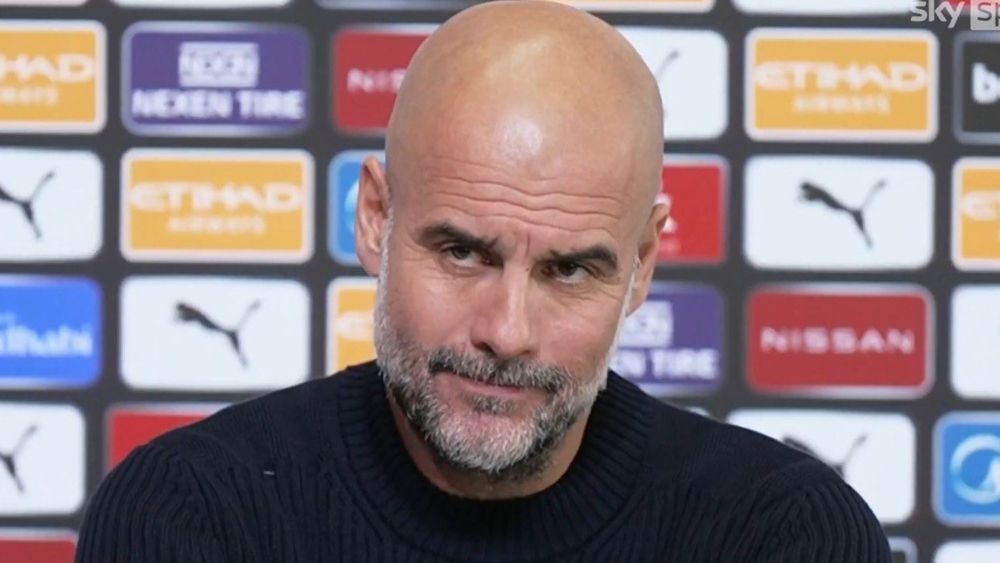 Pep Guardiola en una rueda de prensa. Pep Guardiola en una rueda de prensa.