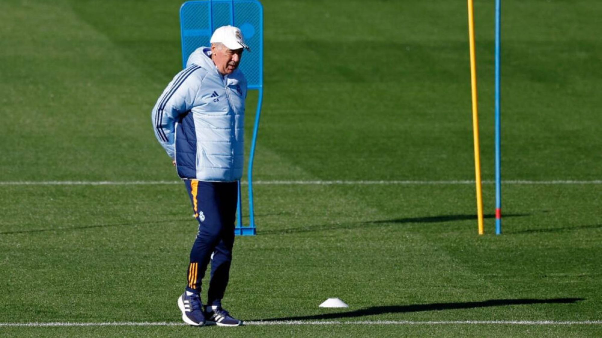 Carlo Ancelotti, durante un entrenamiento reciente del Real Madrid en Valdebebas.