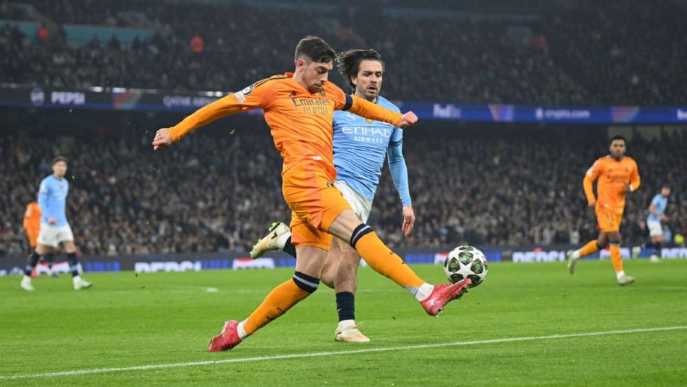 Fede Valverde, en el partido de ida de los 'play-off' de la Liga de Campeones contra el Manchester City.