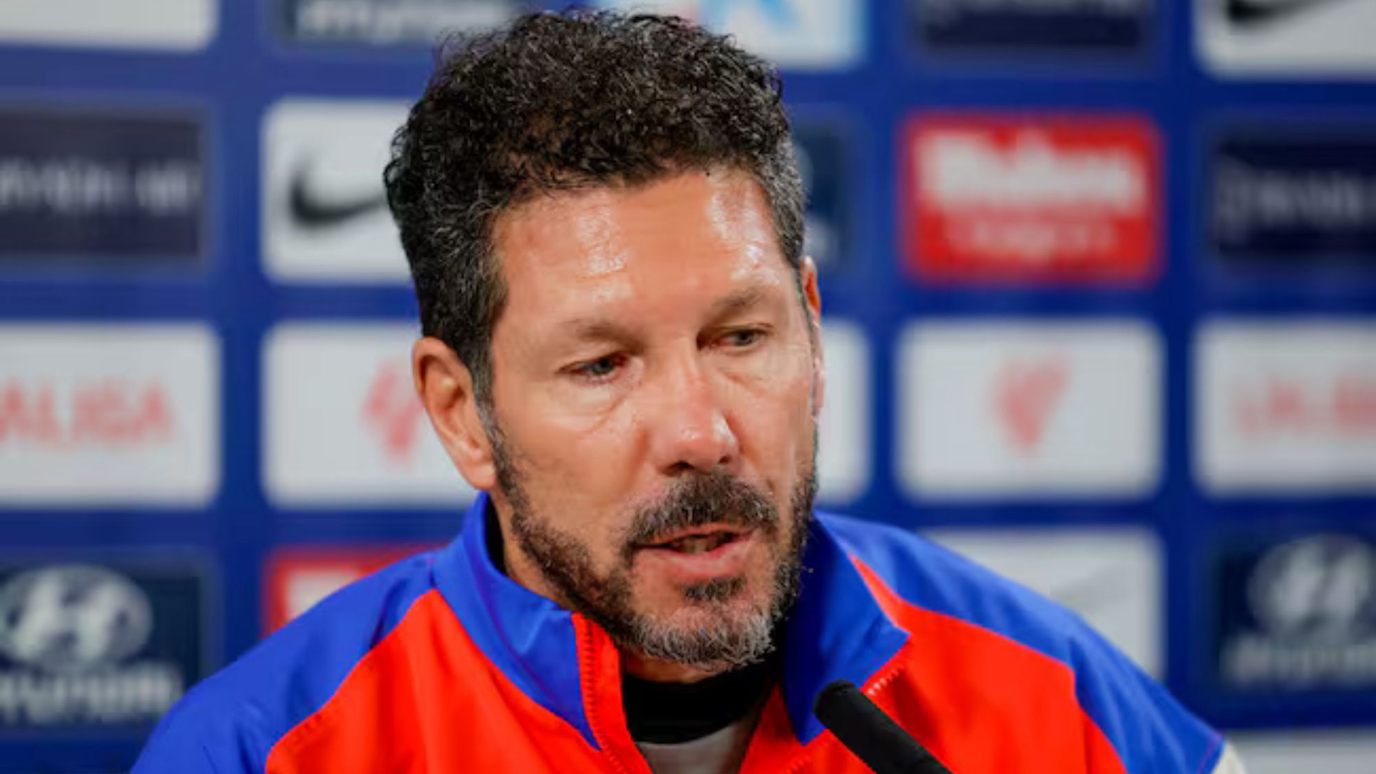 Diego Pablo Simeone, en la rueda de prensa de este lunes previa al partido de esta noche frente al Real Madrid.