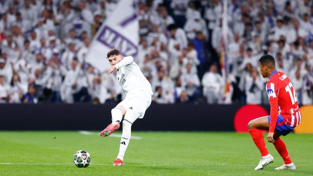 Fede Valverde en el derbi de Champions