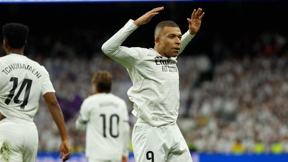 Kylian Mbappé, celebrando su gol ante el Rayo. Kylian Mbappé, celebrando su gol ante el Rayo.
