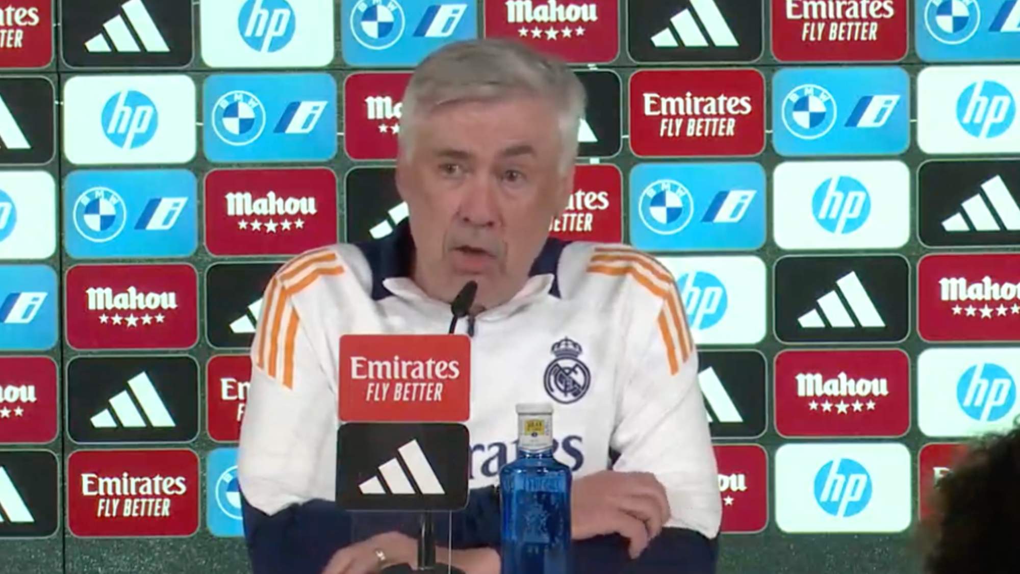 Carlo Ancelotti, en la rueda de prensa de esta mañana que ha ofrecido desde Valdebebas.