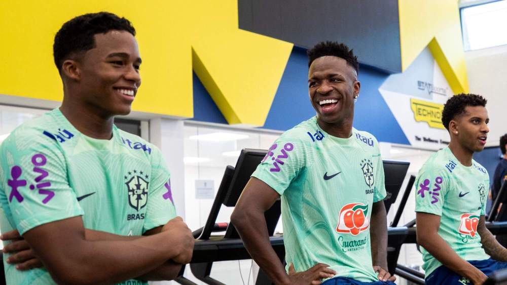 Endrick, Vinicius y Rodrygo durante una concentración con la Selección brasileña. Endrick, Vinicius y Rodrygo durante una concentración con la Selección brasileña.