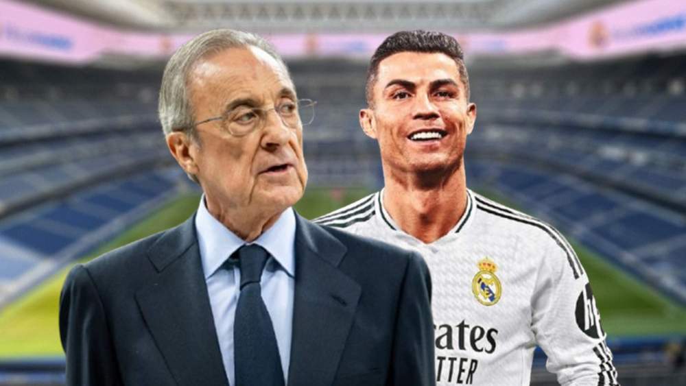 Florentino Pérez, Cristiano Ronaldo y el Santiago Bernabéu. Florentino Pérez, Cristiano Ronaldo y el Santiago Bernabéu.
