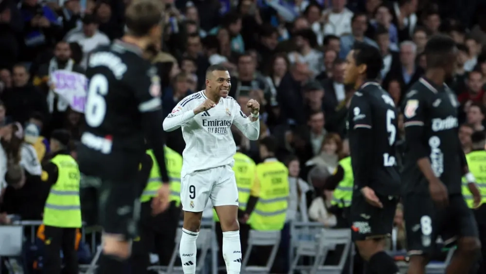 Mbappé celebrando uno de sus goles contra el Leganés