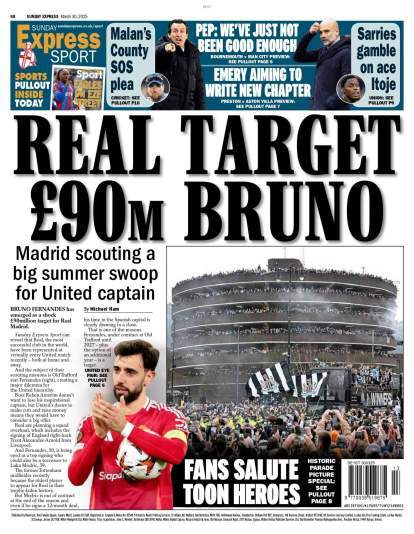Portada del 'Sunday Express' de este domingo.