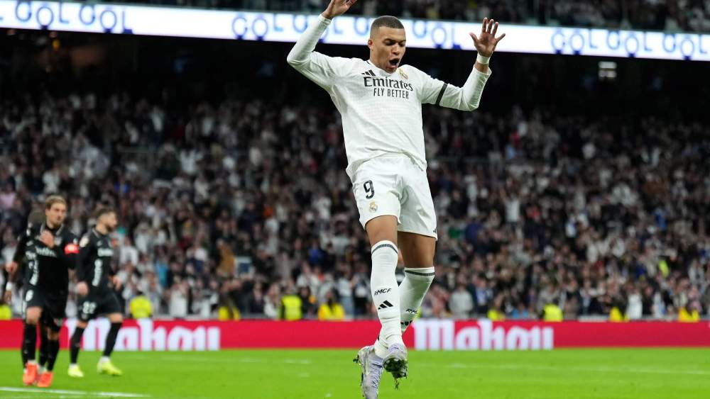 Kylian Mbappé, celebrando uno de los dos goles que marcó ante el Leganés. Kylian Mbappé, celebrando uno de los dos goles que marcó ante el Leganés.