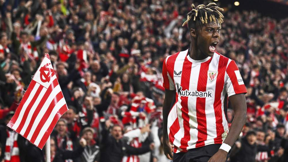 Nico Williams celebrando un gol con el Athletic Club de Bilbao Nico Williams celebrando un gol con el Athletic Club de Bilbao