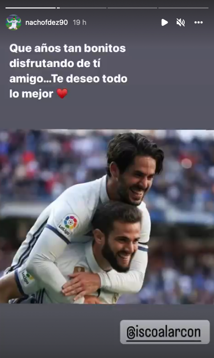 Nacho compartió esta imagen con Isco en sus redes sociales