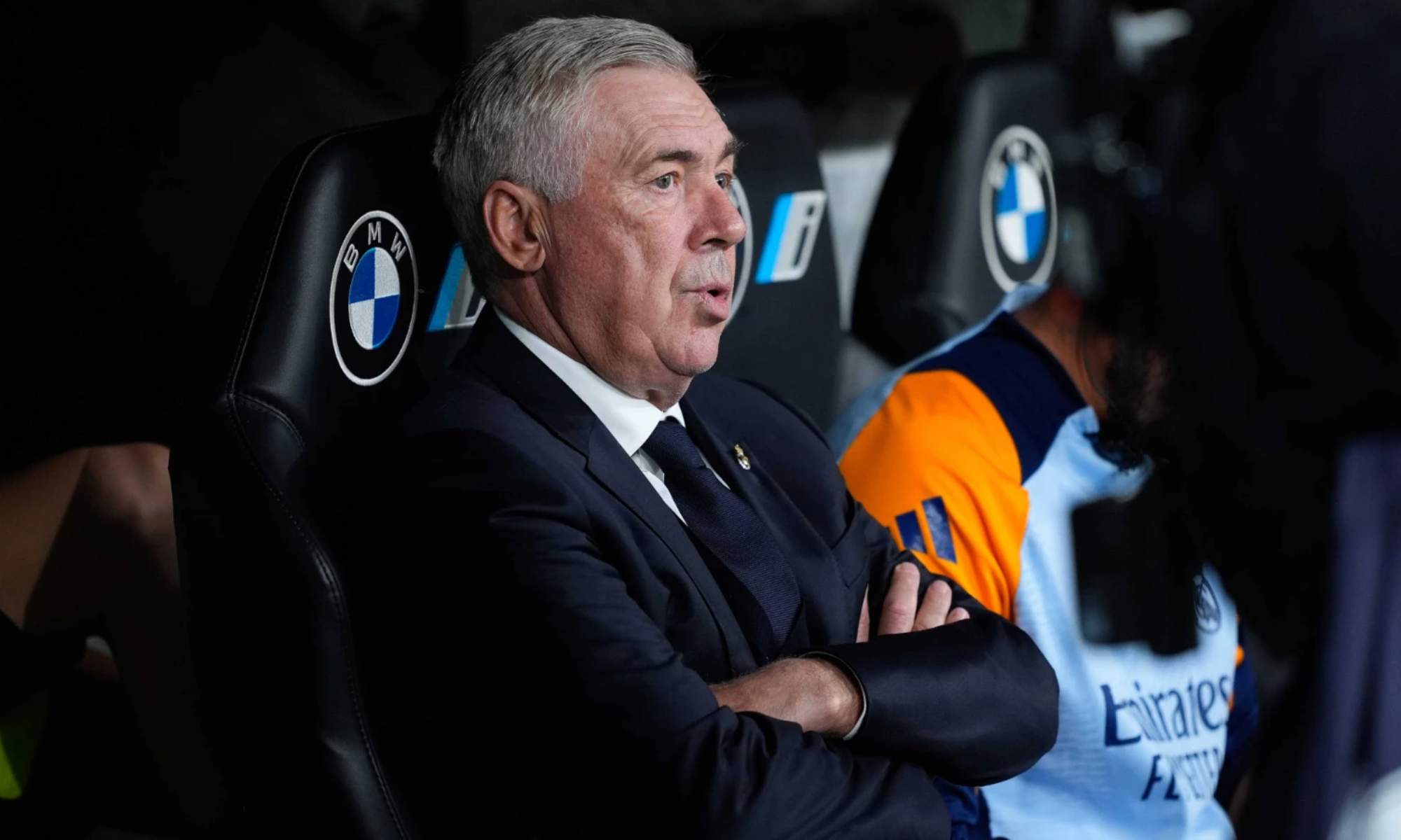 Carlo Ancelotti, en el banquillo del Santiago Bernabéu, durante un partido de esta temporada del Real Madrid. Carlo Ancelotti, en el banquillo del Santiago Bernabéu, durante un partido de esta temporada del Real Madrid.