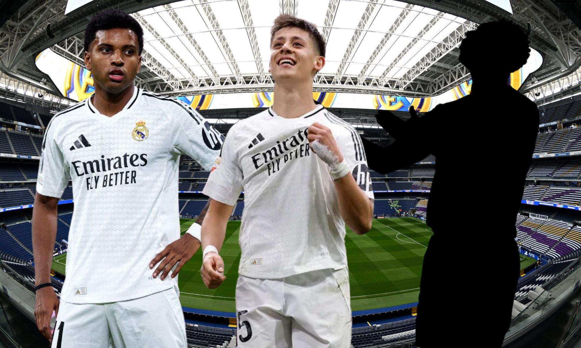 Arda Güler, Rodrygo y silueta de Bellingham