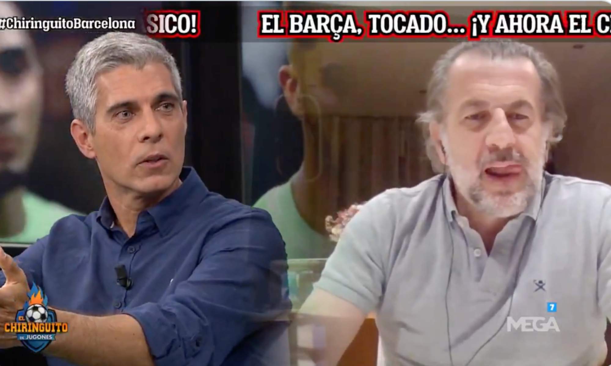 José Luis Sánchez y Toni Freixa se enzarzan en 'El Chiringuito de Jugones. José Luis Sánchez y Toni Freixa se enzarzan en 'El Chiringuito de Jugones.