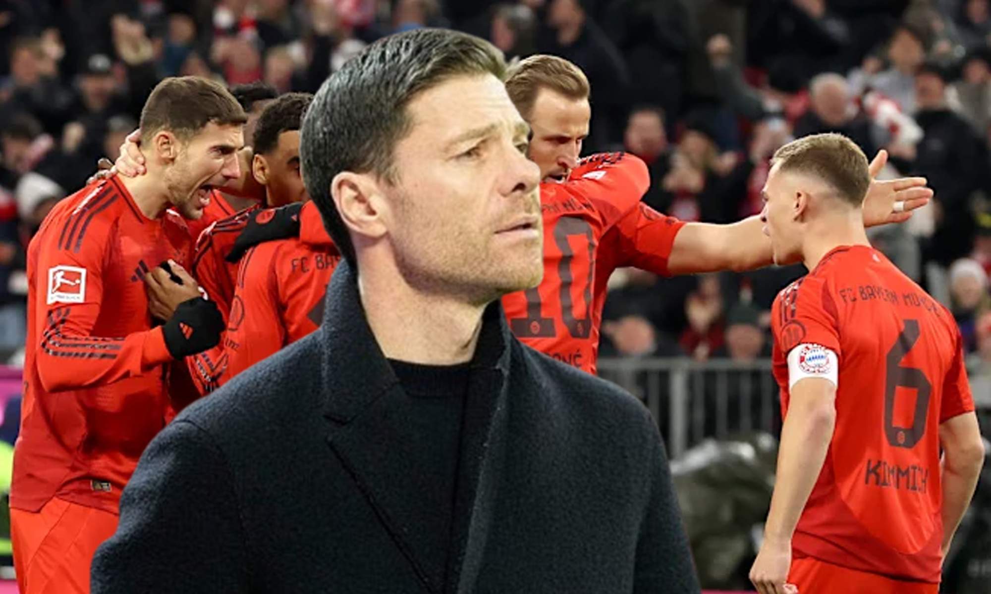 Xabi Alonso y jugadores del Bayern de Múnich.